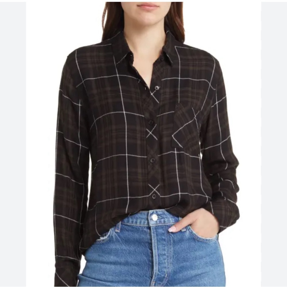 Rails Olive and Black Plaid Shirt